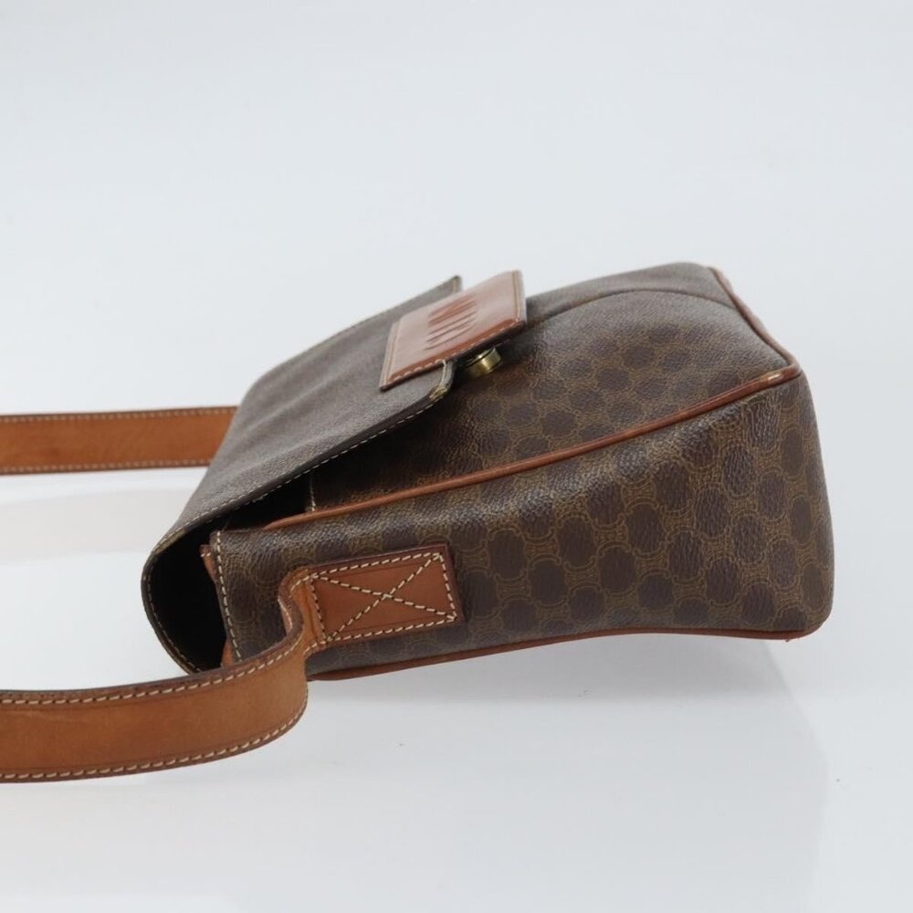 Authentic CELINE Macadam Canvas Shoulder Bag PVC Leather Brown Gold - Picture 11 of 16